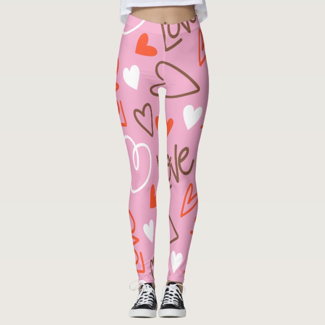 Leggings de Corações de Amor Escrevado (Frente)