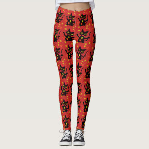 Leggings de Corações e Gatos de Designer
