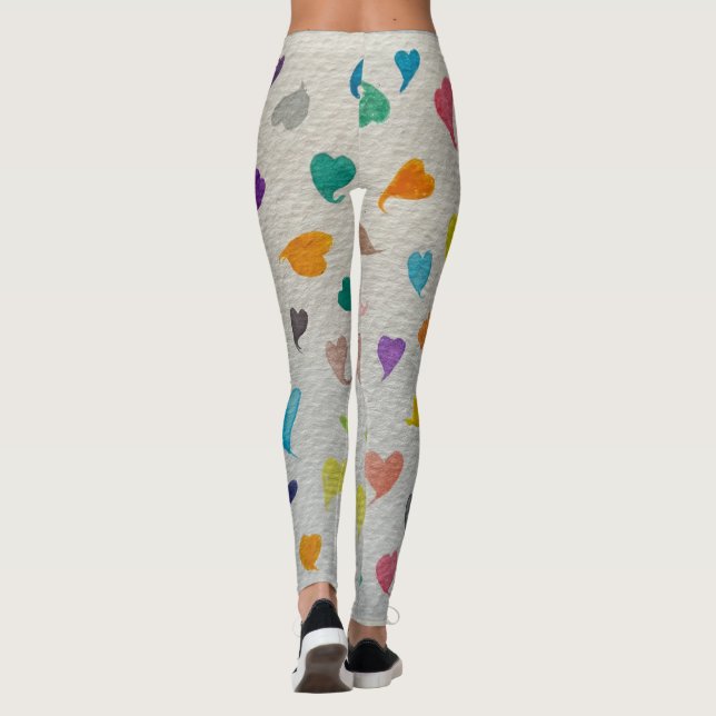 Leggings de Corações em Aquarela Grande (Verso)