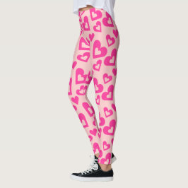 Leggings de Corações Rosa e Claras