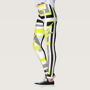 Leggings de Cores Pastel Amarelo Cinza de Arte Abs
