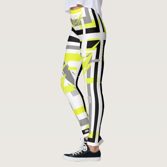 Leggings de Cores Pastel Amarelo Cinza de Arte Abs (Esquerda)
