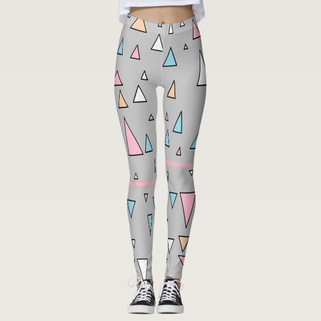 Leggings de Cores Pastel com Triângulos Divertidos (Frente)