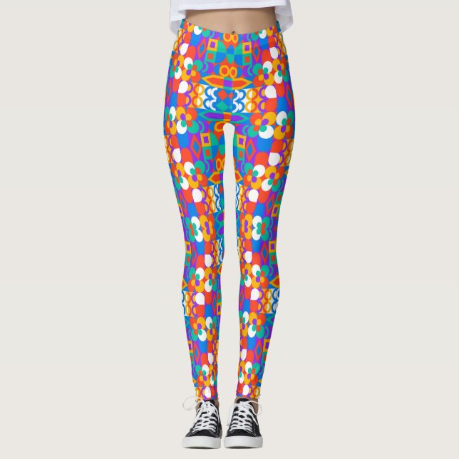 Leggings de cores vibrantes apresentam um padrão a (Frente)