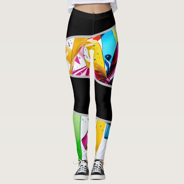 Leggings de corrida de alta visibilidade vibrantes (Frente)