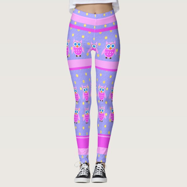 Leggings de Coruja Rosa-Rosa-Bonita (Frente)
