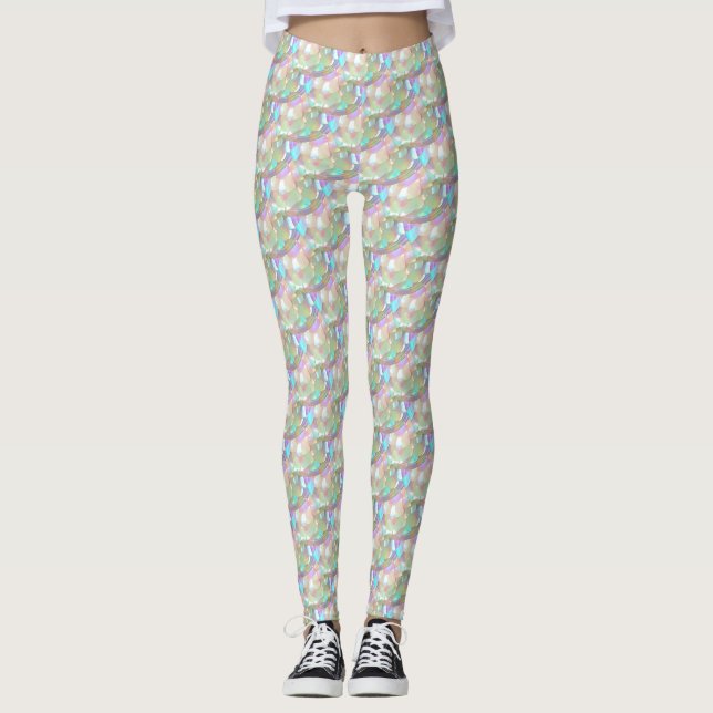 Leggings de cosplay em Escala de Dragões Iridescen (Frente)