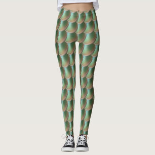 Leggings de cosplay em Escala Verde Iridescente