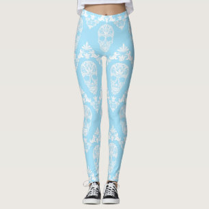 leggings de crânios vitorianos azuis