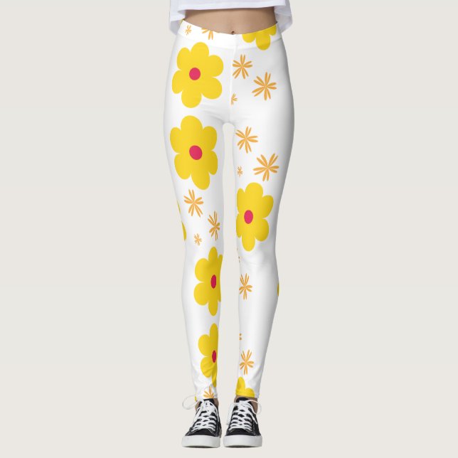  Leggings de Daffodils Primavera amarelas (Frente)