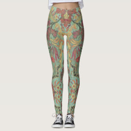 Leggings de Damasco Verde Artístico