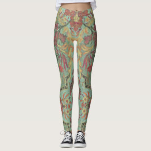 Leggings de Damasco Verde Artístico