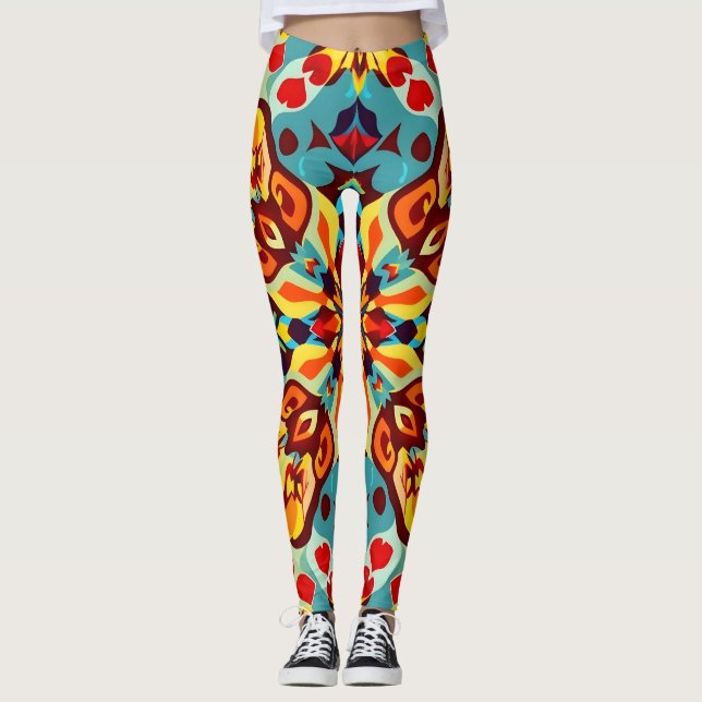 Leggings de decoração residencial vibrantes - Padr (Frente)