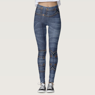 Leggings de denim de bolso azul