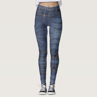 Leggings de denim de bolso azul