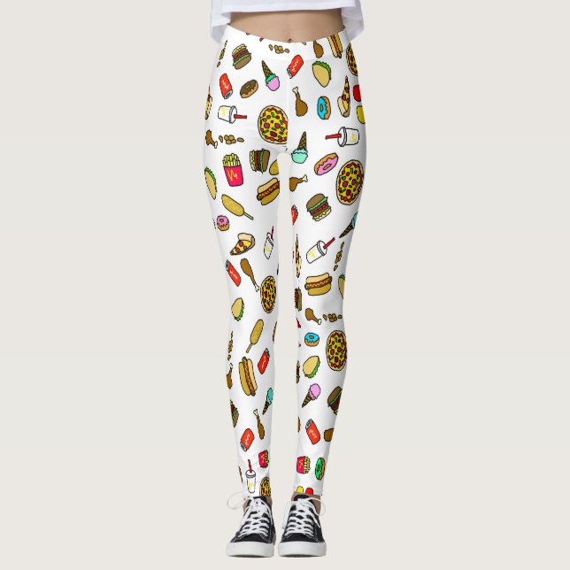 Leggings de desenho animado de comida rápida (Frente)