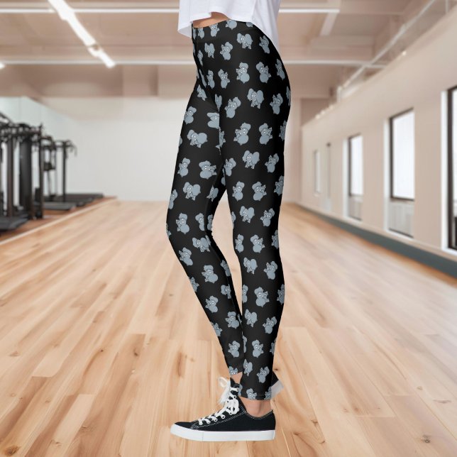 Leggings de desenho animado de elefante cinza (Criador carregado)