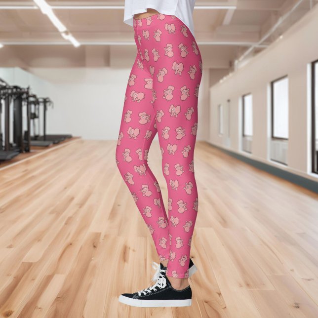 Leggings de desenho animado de elefante rosa (Criador carregado)