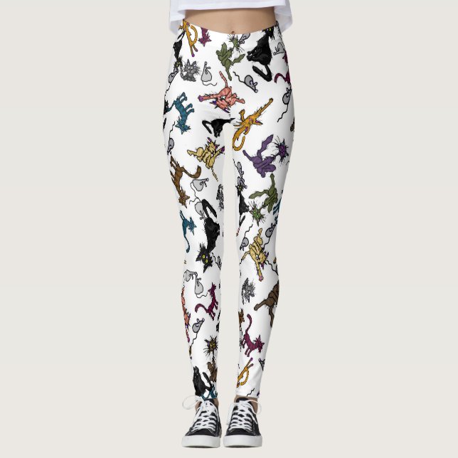Leggings de desenho animado de gato (Frente)