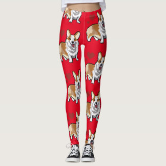 Leggings de desenho animado do cão Corgi