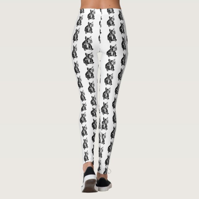 Leggings de Desenho de Arte de Bulldog Francês (Verso)