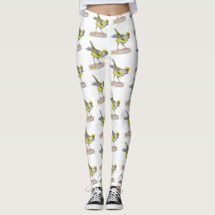 Leggings de desenho de aves amarelas