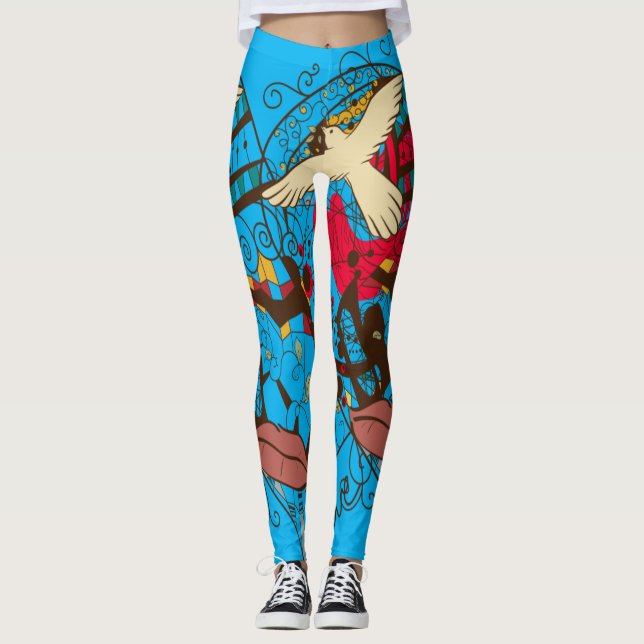 Leggings de Design de arte mista (Frente)