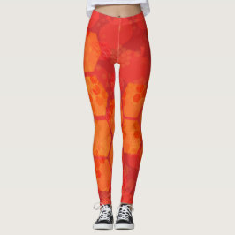 Leggings de Design de Honeycomb laranja