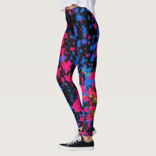 Leggings de designs de cores abstratas