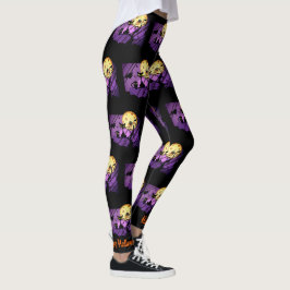 Leggings de Dia das Bruxas Felizes de Lua Cheia de