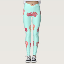Leggings de Dia de os namorados de Caminhão Vermel