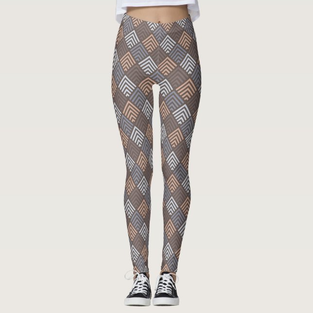 Leggings de diamante multi-bege do Designer (Frente)