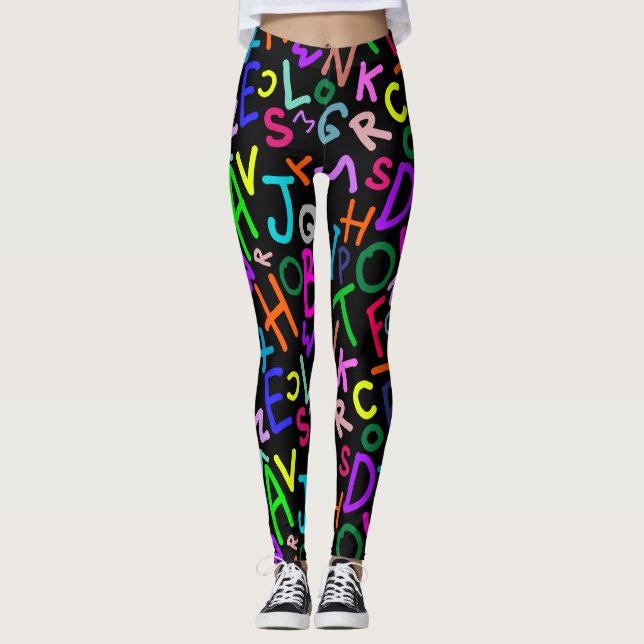 Leggings de diversão em alfabeto (Frente)