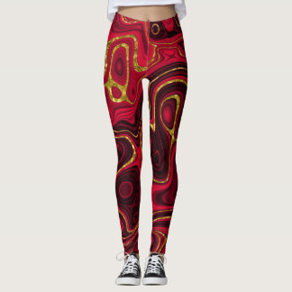 leggings de dourado vermelho
