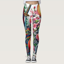 Leggings de dragões chineses