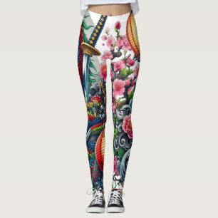 Leggings de dragões chineses