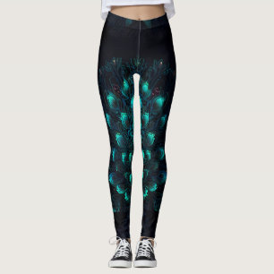 Leggings de Elegância Neon Peacock