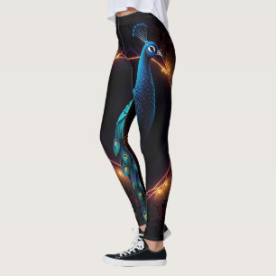 Leggings de Elegância Neon Peacock