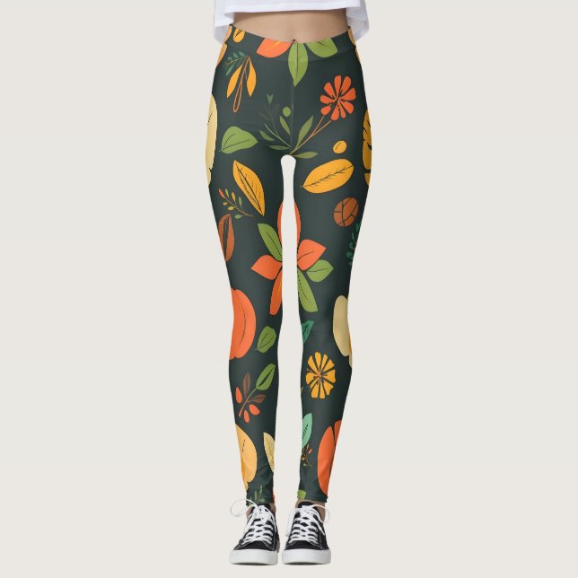 Leggings de elementos naturais vibrantes - Bold Di (Frente)