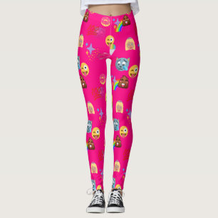 leggings de emoji rosa-quente