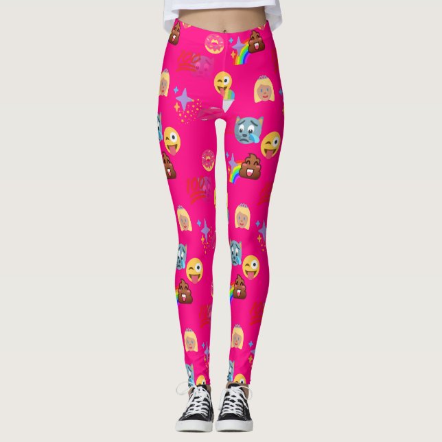 leggings de emoji rosa-quente (Frente)