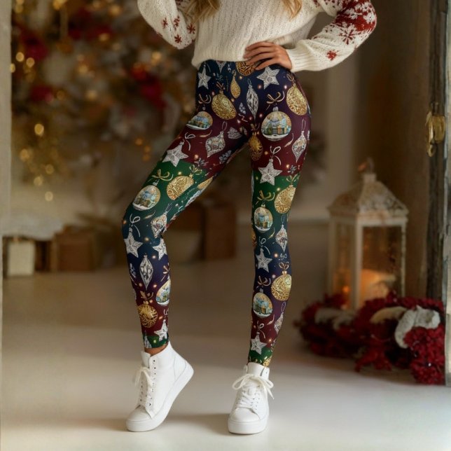 Leggings de Enfeite de Natal (Step into the season with our Christmas Ornament Leggings by Becky Boom)