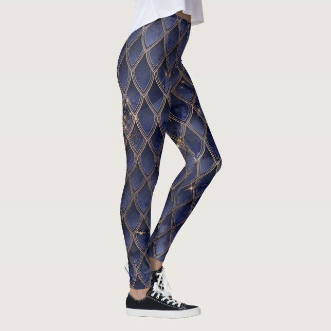Leggings de Escala de Dragões com Gradiente Azul (Direita)