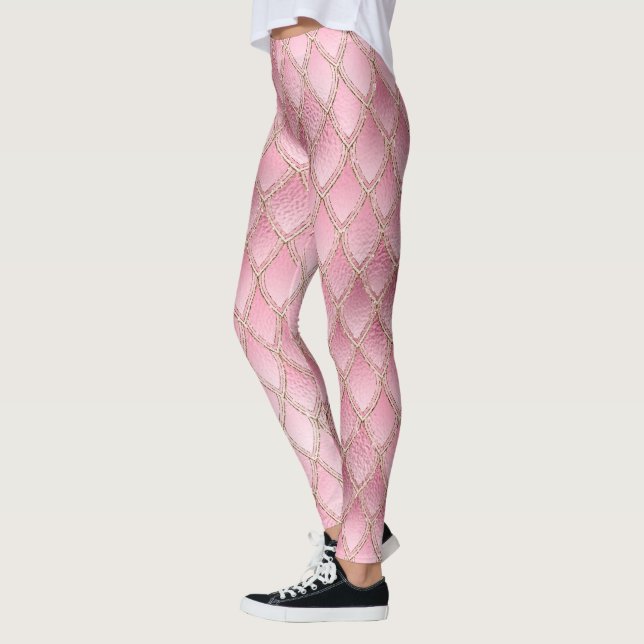 Leggings de Escala de Dragões com Gradiente Rosa (Esquerda)