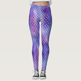 Leggings de escala de sereia púrpura