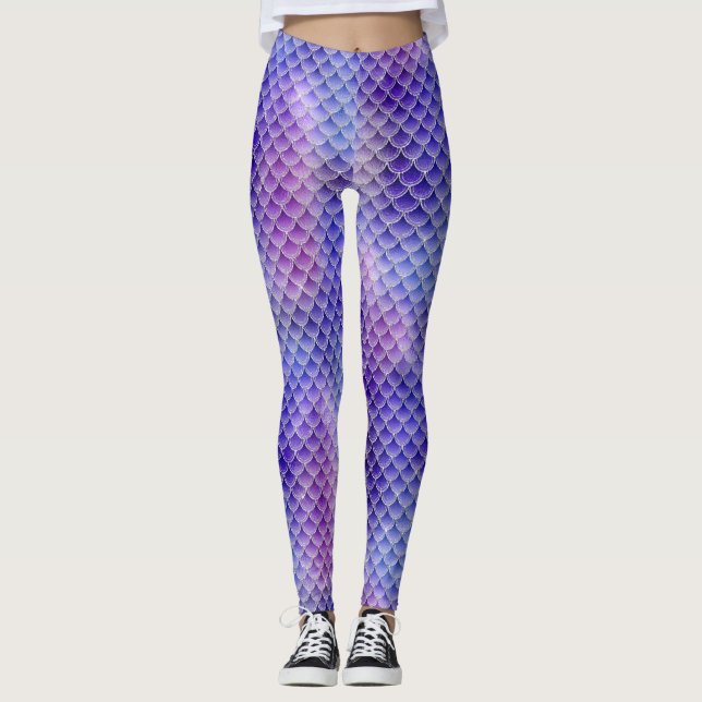 Leggings de escala de sereia púrpura (Frente)