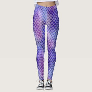 Leggings de Escala de Sereia Roxo