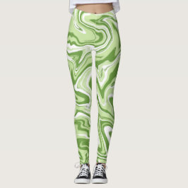Leggings de espiral Abstrato líquido verde