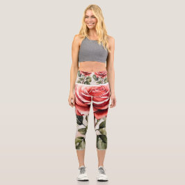 Leggings de esportes florais | Ativewear com Rosa 