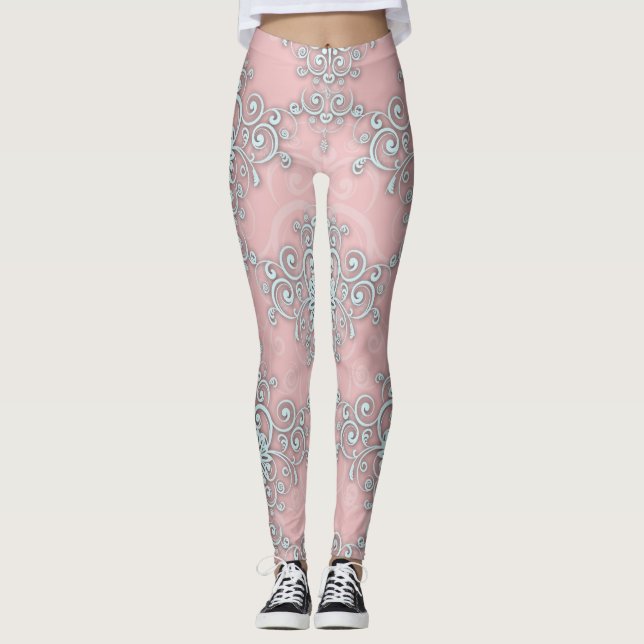 Leggings de estilo Boho em damasco rosa claro e ci (Frente)